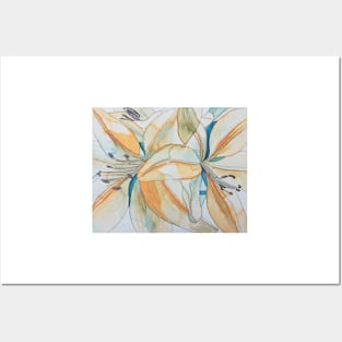 Pale orange lilies watercolour painting Posters and Art